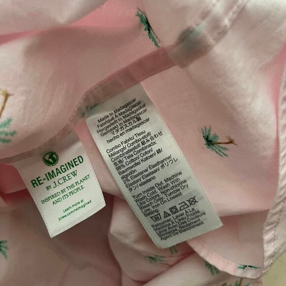 J. Crew Men’s Flex Wash Slim Collared Button Down Shirt Medium Pink Palm Tree - Picture 6 of 6